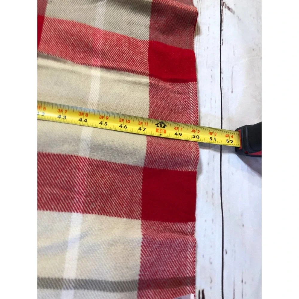 Plaid Red Neutral Acrylic Blankets with Fringe